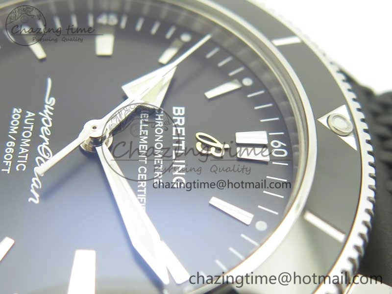 Fashionable SuperOcean 42mm AB2010 SS OMF 1:1 Best Edition Black Dial Black Ceramic Bezel on Black Rubber Strap A 5612