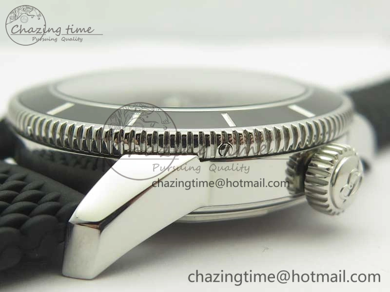Fashionable SuperOcean 42mm AB2010 SS OMF 1:1 Best Edition Black Dial Black Ceramic Bezel on Black Rubber Strap A 5612