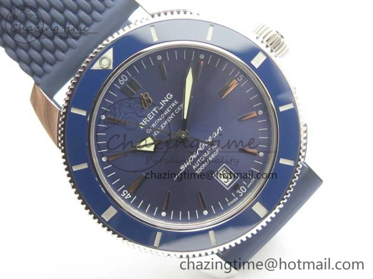 SoftTouch SuperOcean 42mm AB2010 SS OMF 1:1 Best Edition Blue Dial Blue Ceramic Bezel on Blue Rubber Strap A 5613