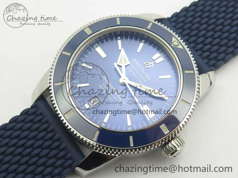 SoftTouch SuperOcean 42mm AB2010 SS OMF 1:1 Best Edition Blue Dial Blue Ceramic Bezel on Blue Rubber Strap A 5613