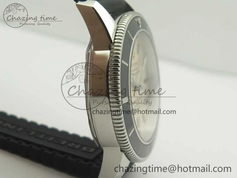 Timeless SuperOcean 42mm AB2010 SS OMF 1:1 Best Edition White Dial Black Ceramic Bezel on Black Rubber Strap A 5615