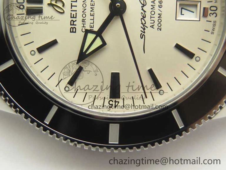 Timeless SuperOcean 42mm AB2010 SS OMF 1:1 Best Edition White Dial Black Ceramic Bezel on Black Rubber Strap A 5615