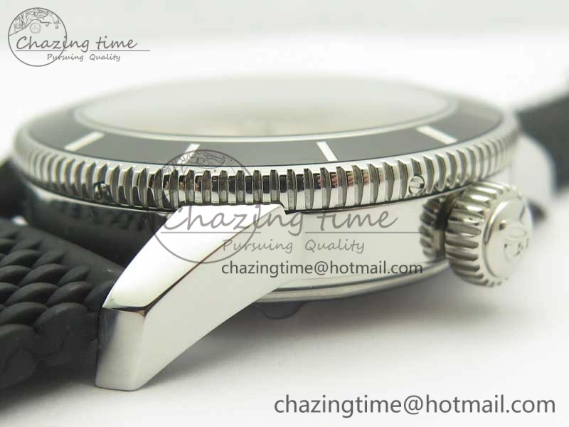 Timeless SuperOcean 42mm AB2010 SS OMF 1:1 Best Edition White Dial Black Ceramic Bezel on Black Rubber Strap A 5615