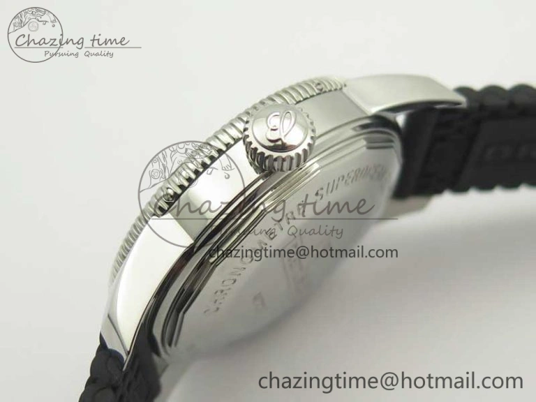 Timeless SuperOcean 42mm AB2010 SS OMF 1:1 Best Edition White Dial Black Ceramic Bezel on Black Rubber Strap A 5615