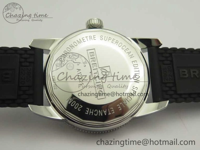 Timeless SuperOcean 42mm AB2010 SS OMF 1:1 Best Edition White Dial Black Ceramic Bezel on Black Rubber Strap A 5615