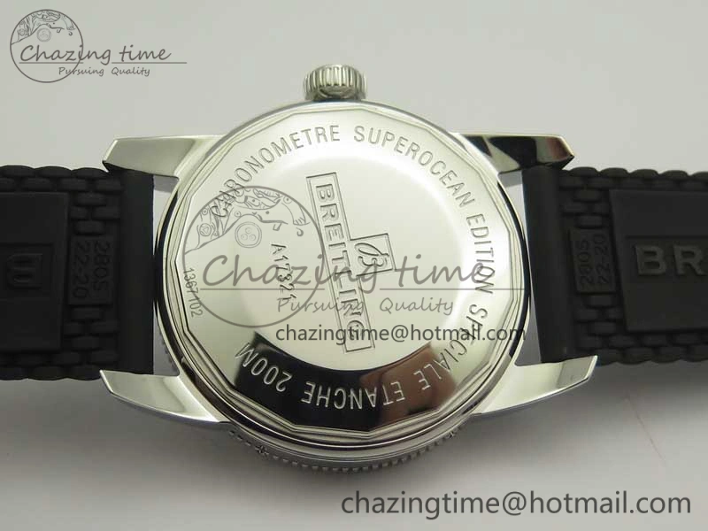 Timeless SuperOcean 42mm AB2010 SS OMF 1:1 Best Edition White Dial Black Ceramic Bezel on Black Rubber Strap A 5615