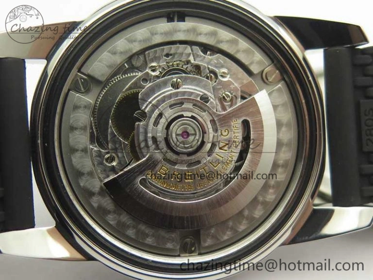 Timeless SuperOcean 42mm AB2010 SS OMF 1:1 Best Edition White Dial Black Ceramic Bezel on Black Rubber Strap A 5615