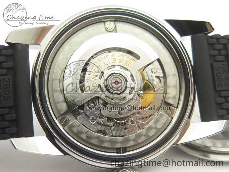 Timeless SuperOcean 42mm AB2010 SS OMF 1:1 Best Edition White Dial Black Ceramic Bezel on Black Rubber Strap A 5615