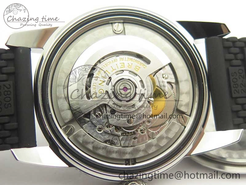 Timeless SuperOcean 42mm AB2010 SS OMF 1:1 Best Edition White Dial Black Ceramic Bezel on Black Rubber Strap A 5615