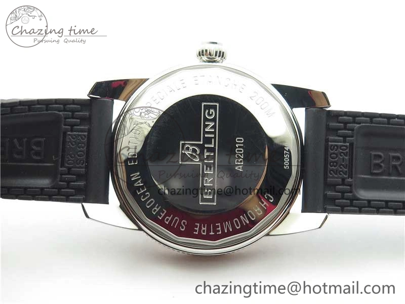 Stretchable SuperOcean 42mm AB2010 SS RG B50 1:1 Best Edition Black Dial Black Ceramic Bezel on Black Rubber strap A 5561