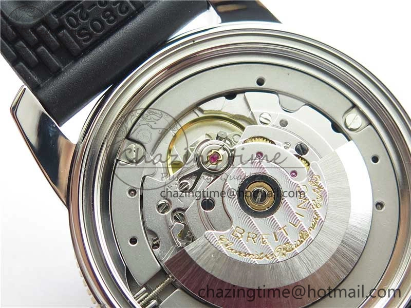 Stretchable SuperOcean 42mm AB2010 SS RG B50 1:1 Best Edition Black Dial Black Ceramic Bezel on Black Rubber strap A 5561