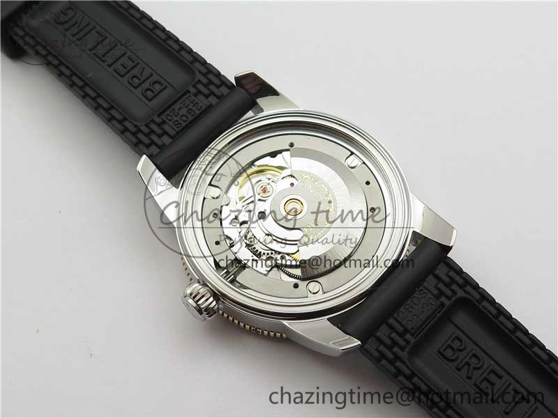 Stretchable SuperOcean 42mm AB2010 SS RG B50 1:1 Best Edition Black Dial Black Ceramic Bezel on Black Rubber strap A 5561