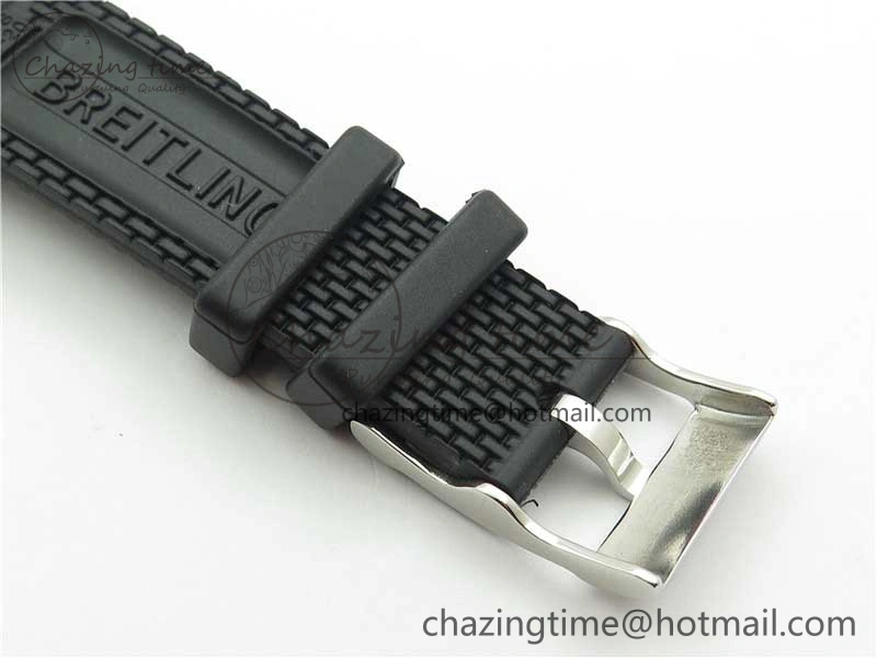 Stretchable SuperOcean 42mm AB2010 SS RG B50 1:1 Best Edition Black Dial Black Ceramic Bezel on Black Rubber strap A 5561