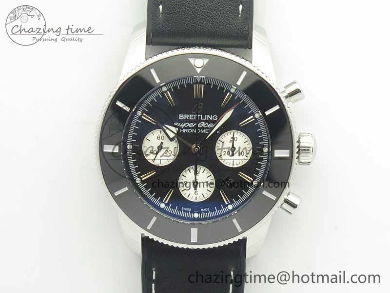 Affordable SuperOcean 44mm Black Ceramic Bezel Black Dial on Black Gummy Strap A 5638