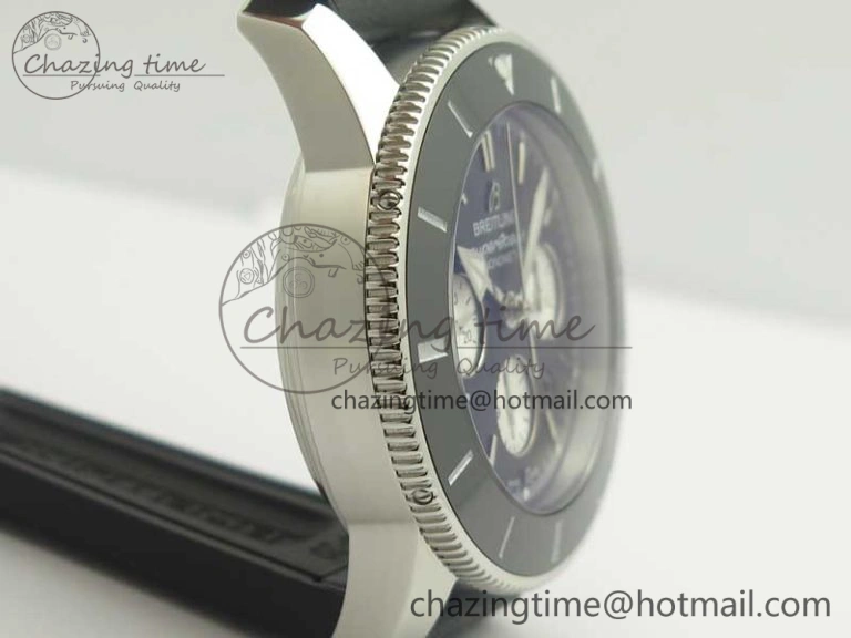 Affordable SuperOcean 44mm Black Ceramic Bezel Black Dial on Black Gummy Strap A 5638