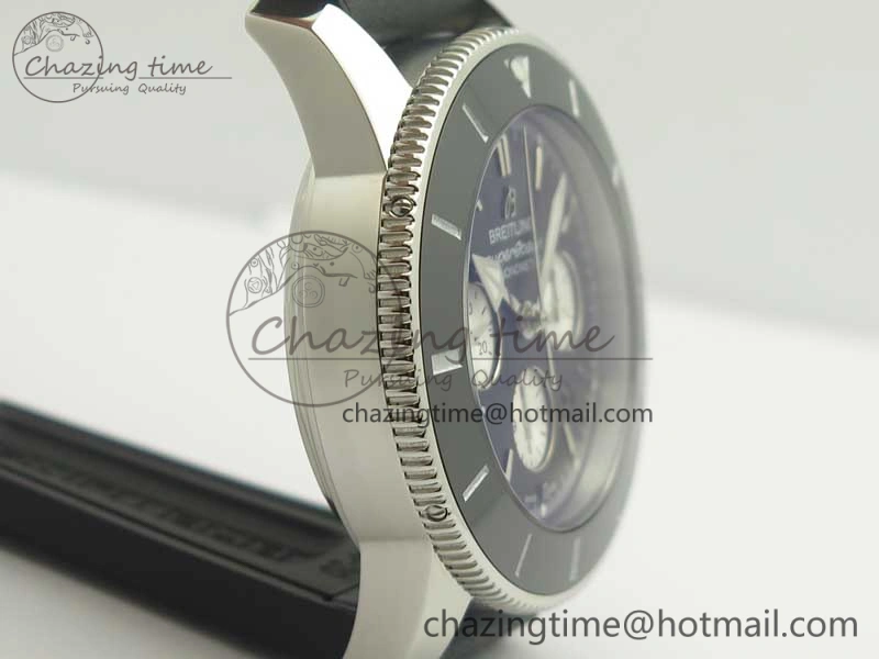 Affordable SuperOcean 44mm Black Ceramic Bezel Black Dial on Black Gummy Strap A 5638