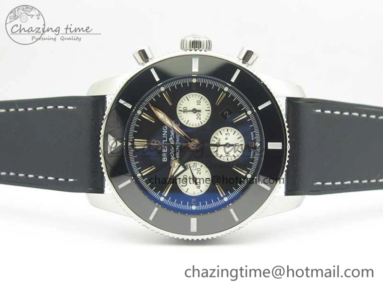 Affordable SuperOcean 44mm Black Ceramic Bezel Black Dial on Black Gummy Strap A 5638