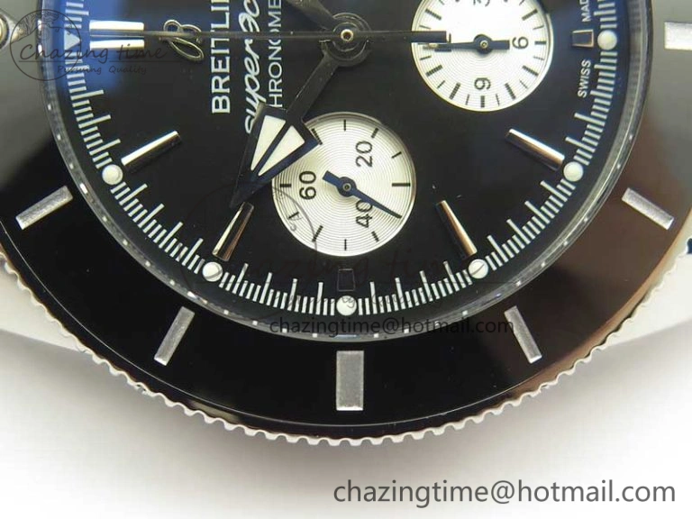 Affordable SuperOcean 44mm Black Ceramic Bezel Black Dial on Black Gummy Strap A 5638