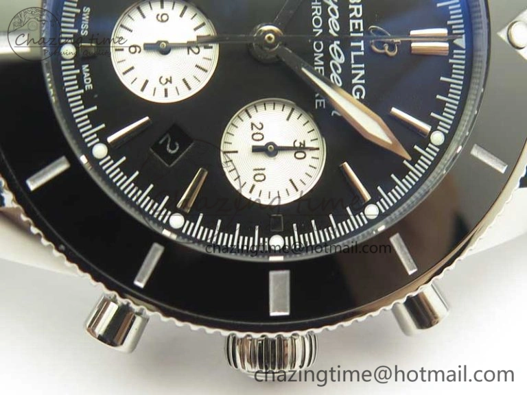 Affordable SuperOcean 44mm Black Ceramic Bezel Black Dial on Black Gummy Strap A 5638