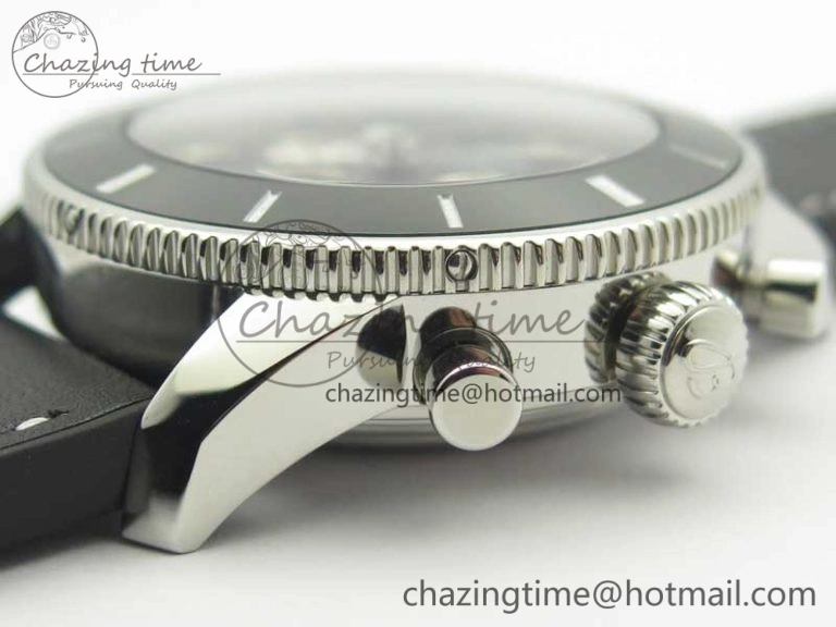 Affordable SuperOcean 44mm Black Ceramic Bezel Black Dial on Black Gummy Strap A 5638