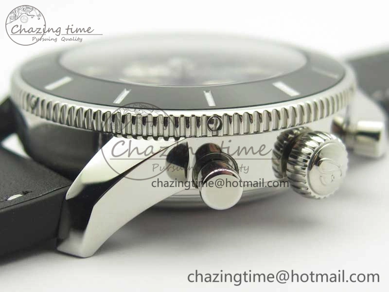 Affordable SuperOcean 44mm Black Ceramic Bezel Black Dial on Black Gummy Strap A 5638