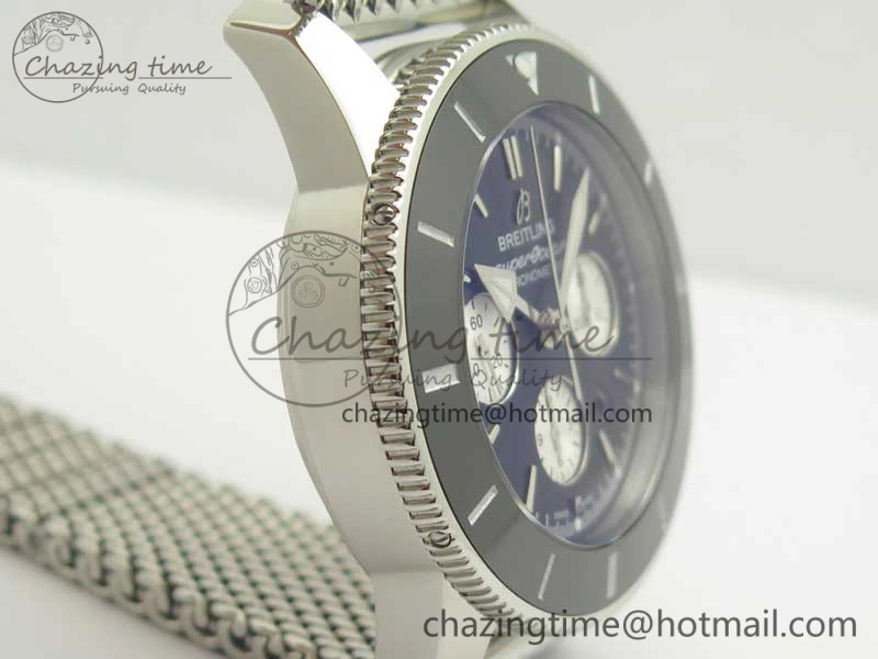 Cozy SuperOcean 44mm Black Ceramic Bezel Black Dial on SS Mesh Bracelet A 5646