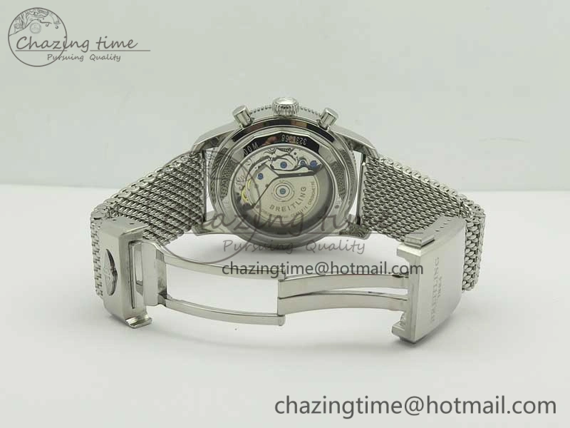 Cozy SuperOcean 44mm Black Ceramic Bezel Black Dial on SS Mesh Bracelet A 5646