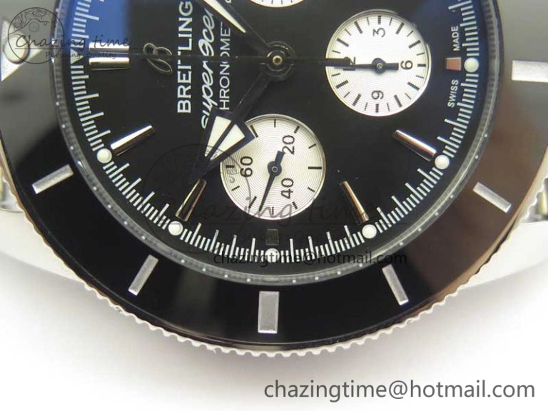 Cozy SuperOcean 44mm Black Ceramic Bezel Black Dial on SS Mesh Bracelet A 5646