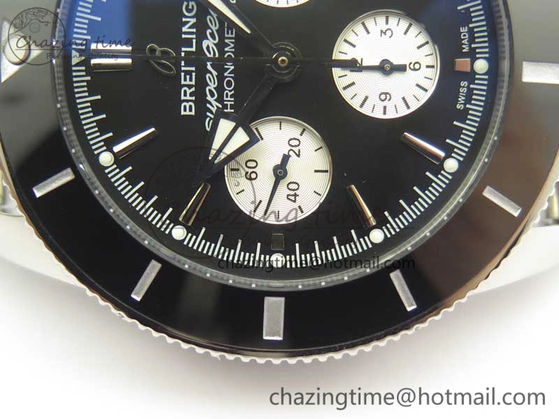 Cozy SuperOcean 44mm Black Ceramic Bezel Black Dial on SS Mesh Bracelet A 5646