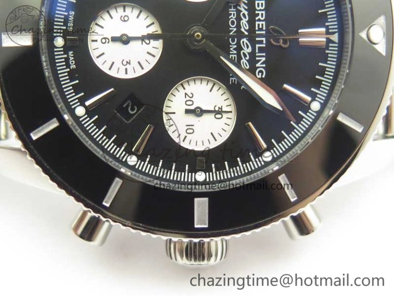 Cozy SuperOcean 44mm Black Ceramic Bezel Black Dial on SS Mesh Bracelet A 5646