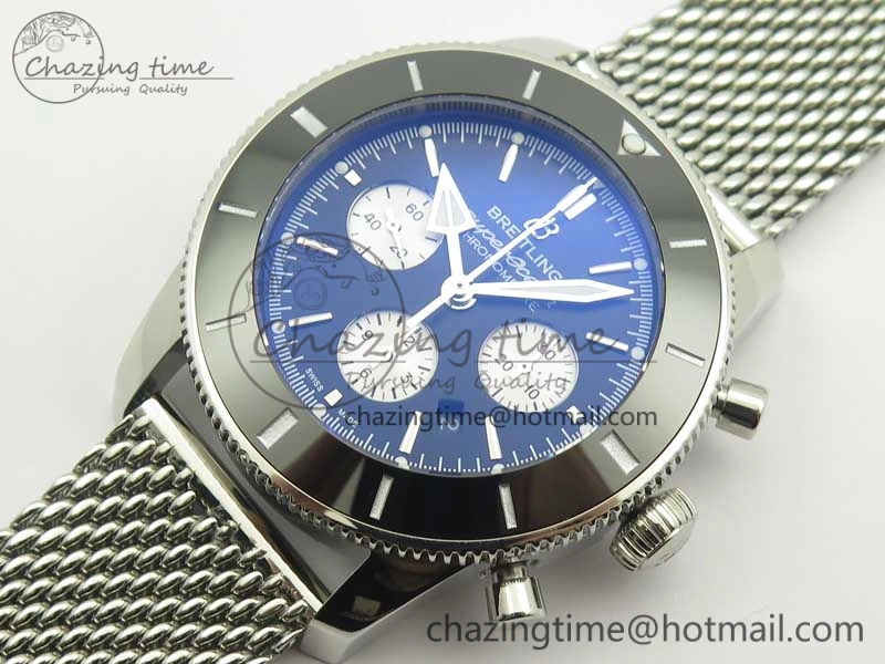 Cozy SuperOcean 44mm Black Ceramic Bezel Black Dial on SS Mesh Bracelet A 5646