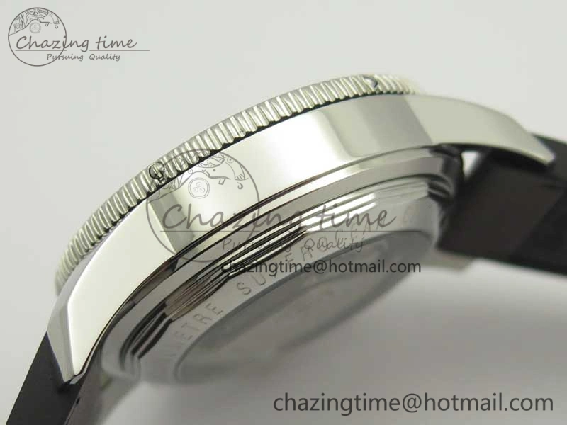 SuperOcean 44mm Black Ceramic Bezel Silver Dial on Brown Gummy Strap A FastDry 5637