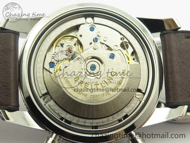 SuperOcean 44mm Black Ceramic Bezel Silver Dial on Brown Gummy Strap A FastDry 5637