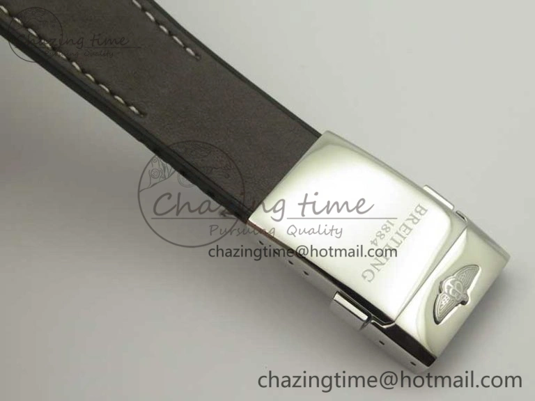 SuperOcean 44mm Black Ceramic Bezel Silver Dial on Brown Gummy Strap A FastDry 5637