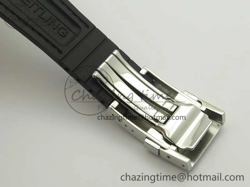 SuperOcean 44mm Black Ceramic Bezel Silver Dial on Brown Gummy Strap A FastDry 5637