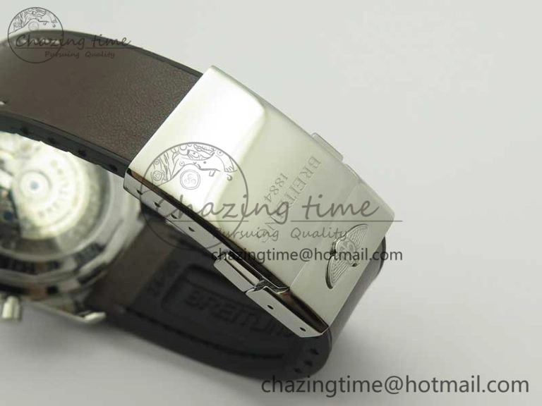 SuperOcean 44mm Black Ceramic Bezel Silver Dial on Brown Gummy Strap A FastDry 5637