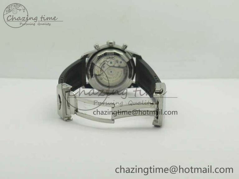 SuperOcean 44mm Black Ceramic Bezel Silver Dial on Brown Gummy Strap A FastDry 5637