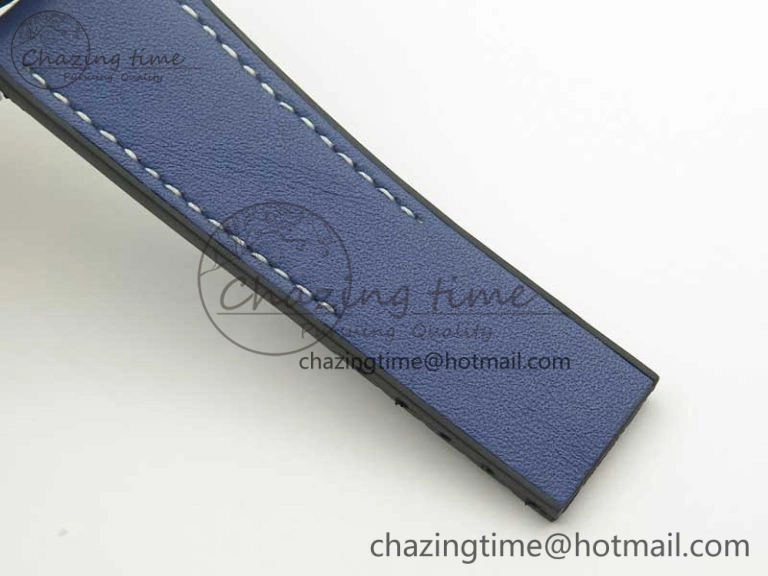 Attractive SuperOcean 44mm Blue Ceramic Bezel Blue Dial on Blue Gummy Strap A 5639