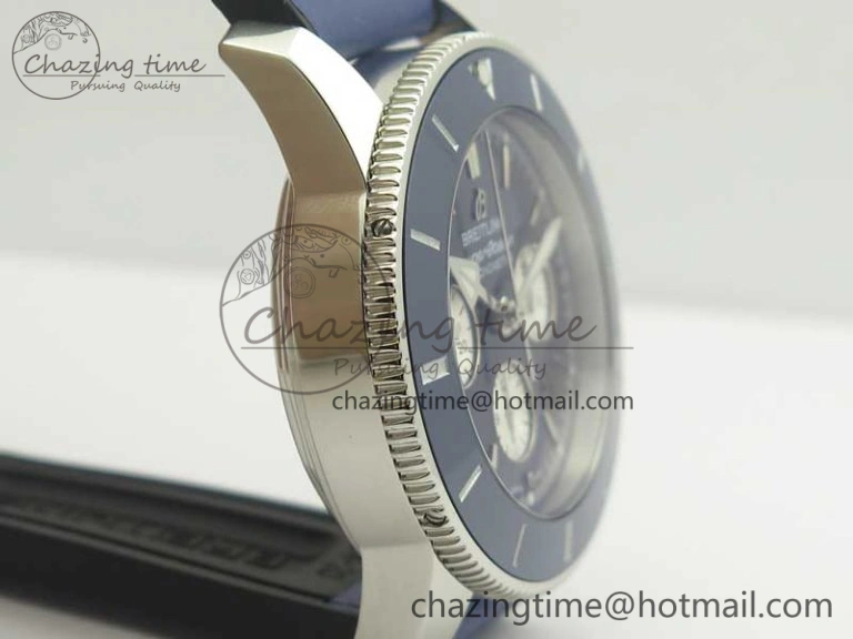 Attractive SuperOcean 44mm Blue Ceramic Bezel Blue Dial on Blue Gummy Strap A 5639