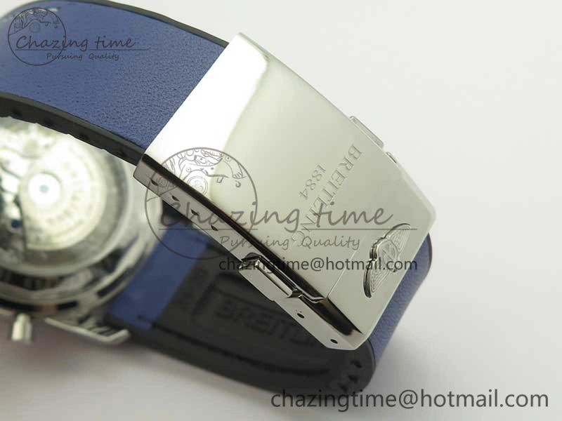 Attractive SuperOcean 44mm Blue Ceramic Bezel Blue Dial on Blue Gummy Strap A 5639