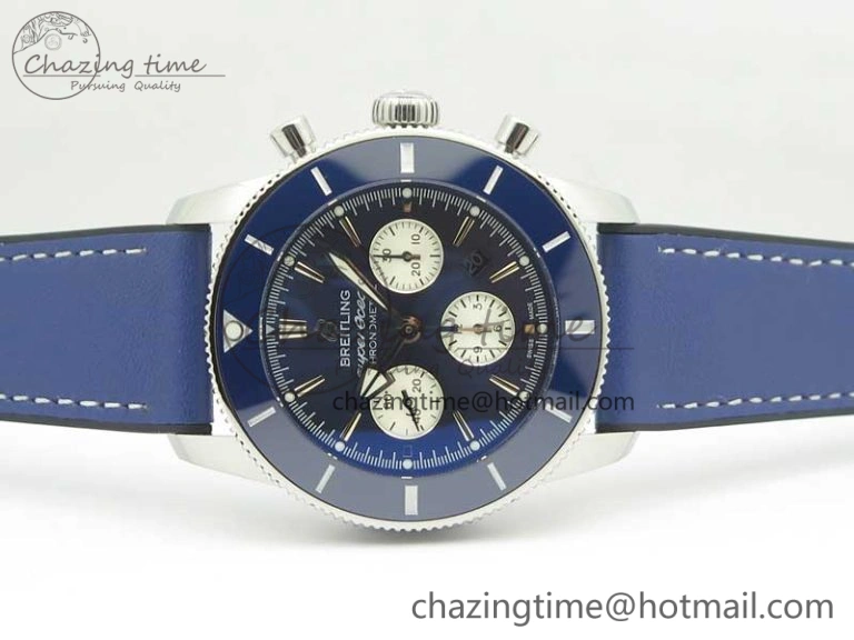 Attractive SuperOcean 44mm Blue Ceramic Bezel Blue Dial on Blue Gummy Strap A 5639