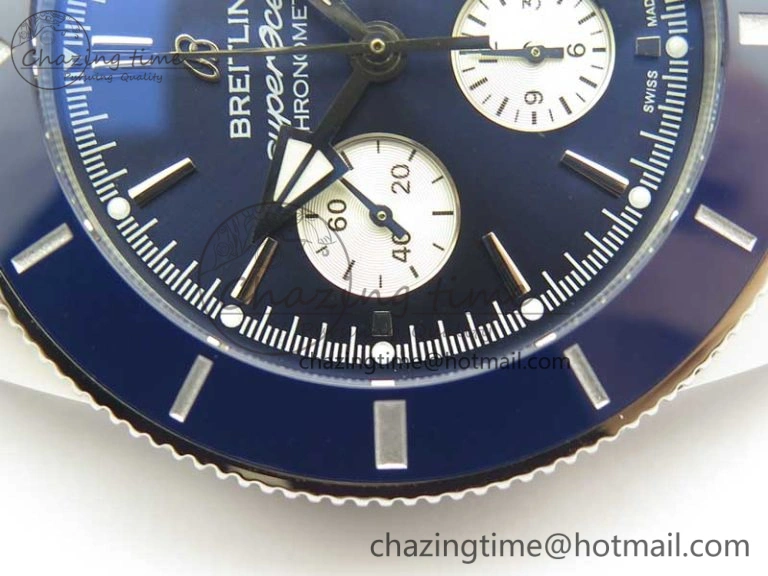 Attractive SuperOcean 44mm Blue Ceramic Bezel Blue Dial on Blue Gummy Strap A 5639