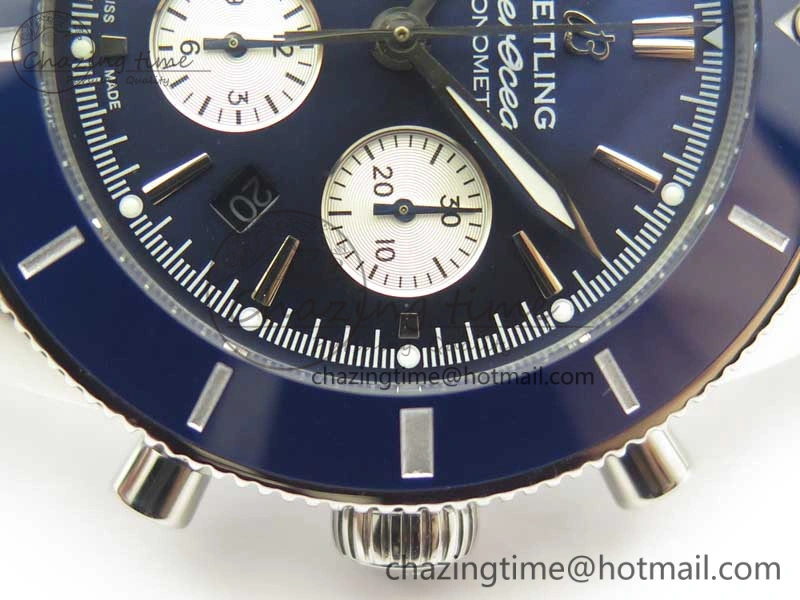 Attractive SuperOcean 44mm Blue Ceramic Bezel Blue Dial on Blue Gummy Strap A 5639