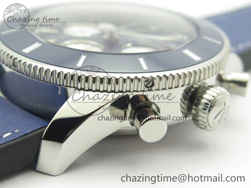 Attractive SuperOcean 44mm Blue Ceramic Bezel Blue Dial on Blue Gummy Strap A 5639