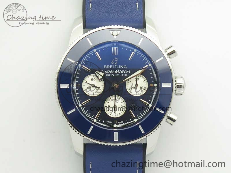 Attractive SuperOcean 44mm Blue Ceramic Bezel Blue Dial on Blue Gummy Strap A 5639