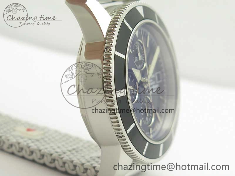 SuperOcean A13312 44mm Black Bezel Blue Dial Black Subdial on SS Bracelet A Packable 5611