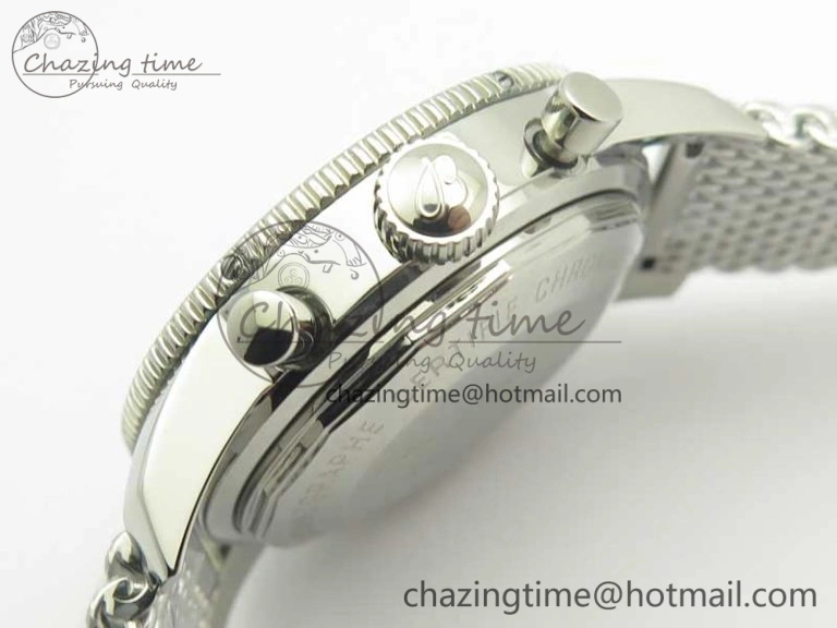 Sporty SuperOcean A13312 44mm Black Ceramic Bezel Blue Dial Black Subdial on SS Bracelet A 5610