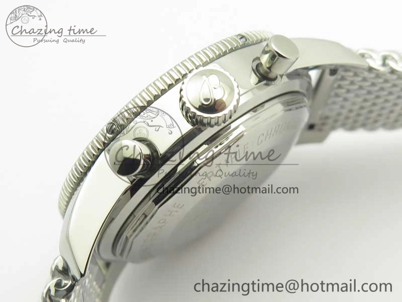 Sporty SuperOcean A13312 44mm Black Ceramic Bezel Blue Dial Black Subdial on SS Bracelet A 5610