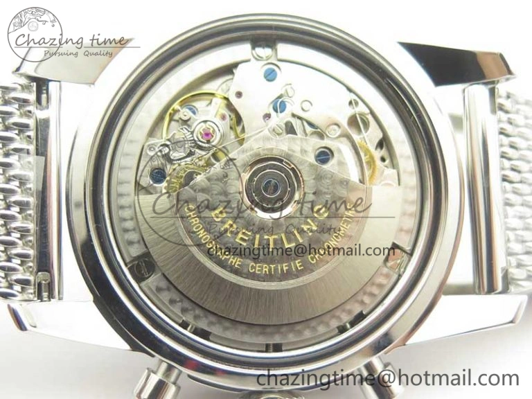 Sporty SuperOcean A13312 44mm Black Ceramic Bezel Blue Dial Black Subdial on SS Bracelet A 5610