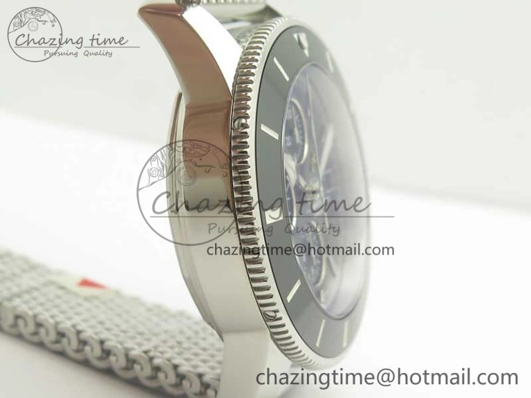 Sporty SuperOcean A13312 44mm Black Ceramic Bezel Blue Dial Black Subdial on SS Bracelet A 5610